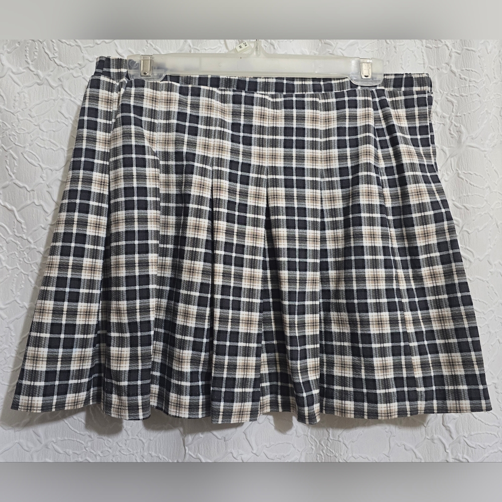 Joe Benbasset Women Skirt Pleated Plaid Mini Skater Sz XL Academic School Party